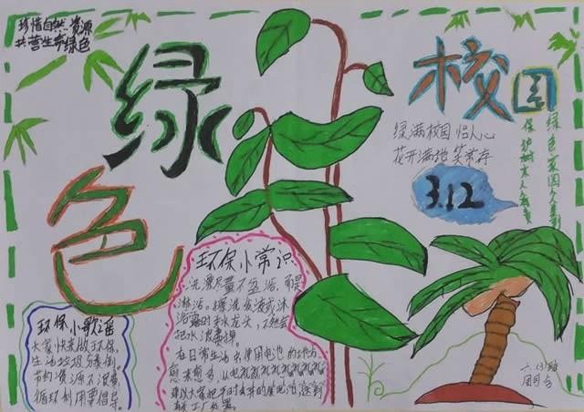 绿色生态校园手抄报简单又漂亮六年级图片手抄报版面设计-学笔画