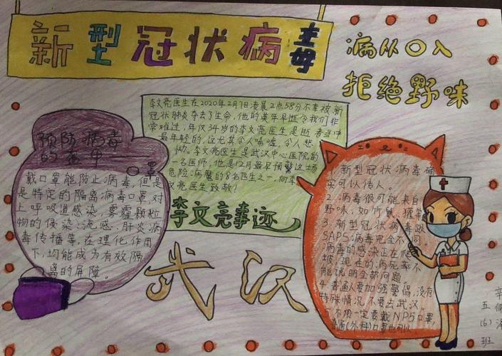 少年共战疫滨海县永宁路实验学校抗疫防控在行动之学生手抄报展