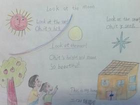 二年级看太阳星星月亮的英语手抄报图片