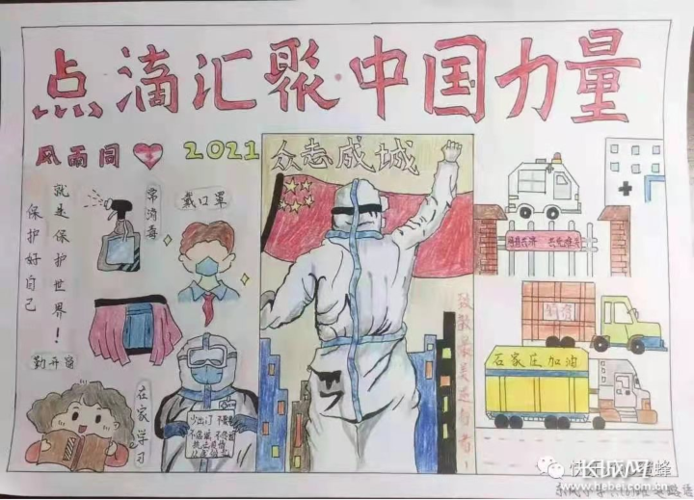 石家庄市东风小学学生绘制手抄报为抗疫加油-教育频道-长城网