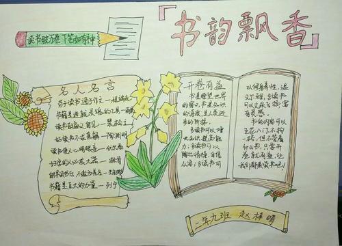 读书收获快乐读书手抄报分享湘东小学五年级四班一班一品活动读书小报
