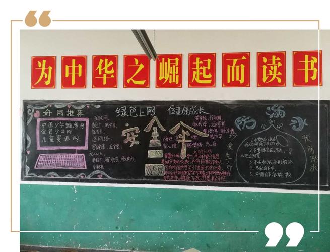 礼泉县新时学校防溺水拒绝沉迷网络主题教育黑板报