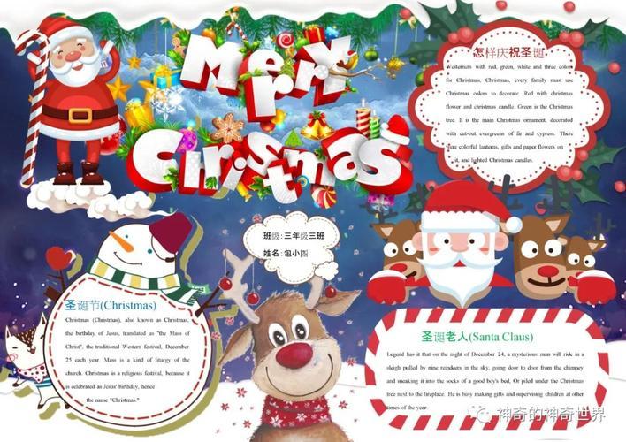头文字和几何形体圣诞节英语手抄报简单圣诞手抄报内容英文圣诞主题画