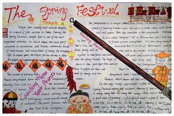 有关春节习俗的英语手抄报.关于春节英语的手抄报的图片.