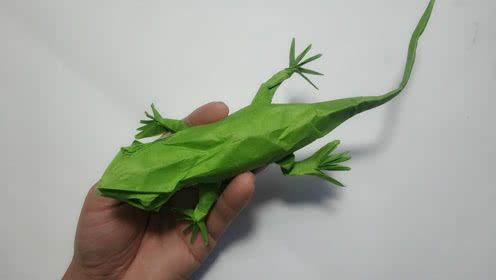 手工折纸教你折叠一只逼真的蜥蜴详细视频教程