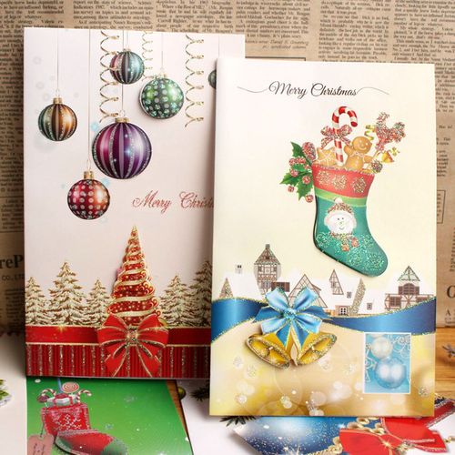 留言礼物卡贴片 新款韩版创意立体圣诞节祝福大贺卡 2016 宠儿