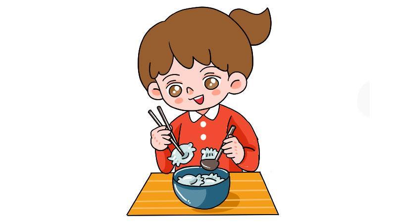 小孩吃饭的简笔画图片