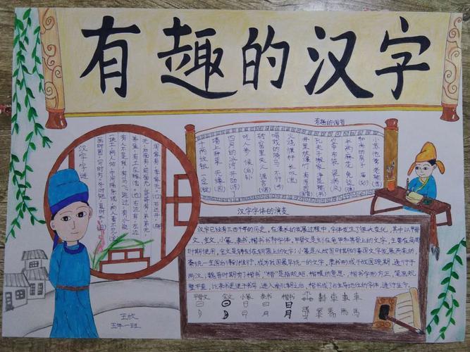 让我们一起欣赏同学们关于汉字真有趣的手抄报作品吧