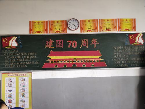 举办庆建国70周年黑板报展示活动 写美篇  为庆祝祖国70年周年华诞