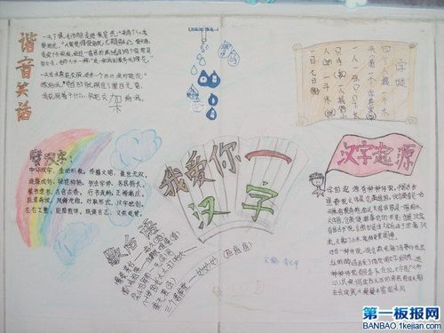 我爱你汉字关于汉字的手抄报图片