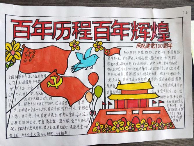 历程百年辉煌-----长清区第三初级中学庆祝建党100周年手抄报评比