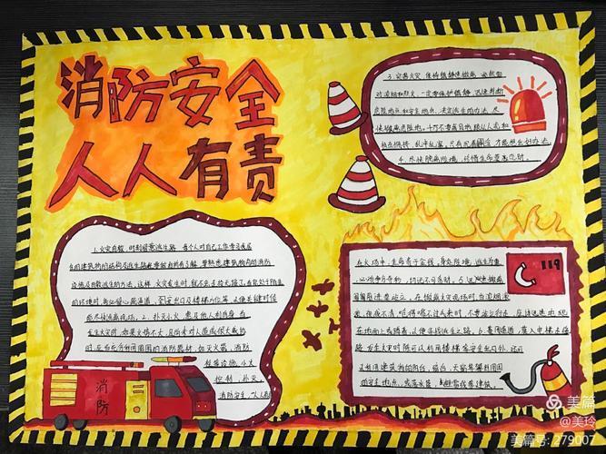 食品药品道路交通消防安全手抄报消防安全手抄报简单漂亮的三年级消防