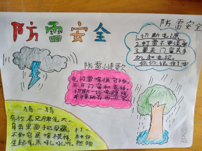 活动结束后同学们制作了关于防雷雨知识的手抄报相信这一课给他们