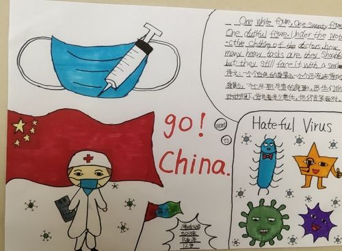 中国加油闸板口小学英语防疫手抄报