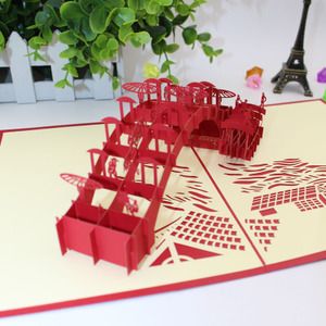 新款创意3d立体贺卡剪纸雕刻折纸清明上河图家居摆件厂家定制卡片