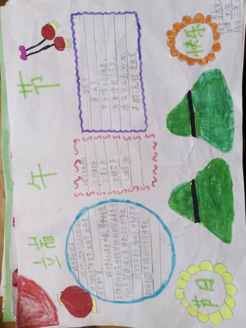 二年级的孩子们在端午节来临之际采艾蒿做手抄报