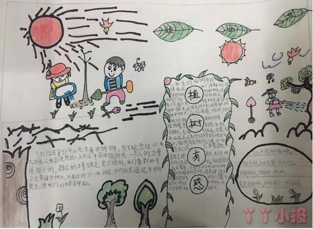 植树节手抄报怎么画简单又好看一等奖五年级小学生手抄报植树节手抄报