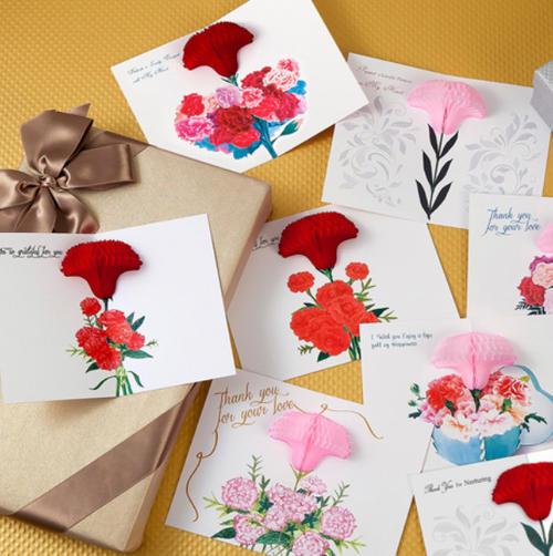 韩国正品yuricom创意立体花朵感谢贺卡康乃馨感恩卡片 教师节礼物