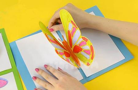 立体蝴蝶贺卡手工制作儿童立体蝴蝶贺卡的制作过程幼儿彩色蝴蝶