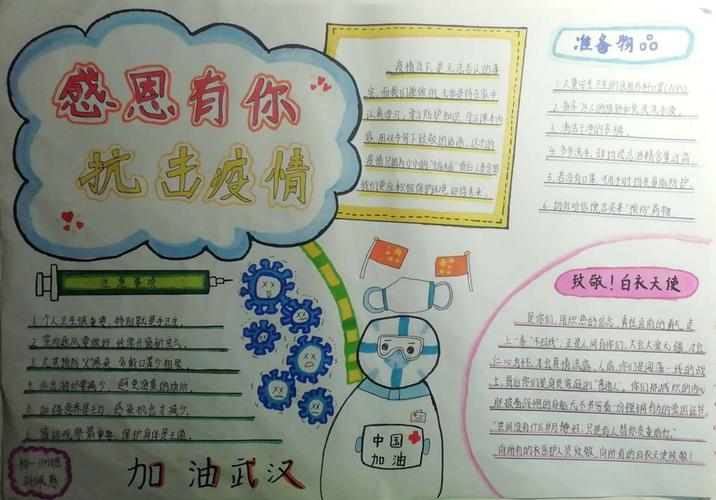 濮阳市第一中学初一14班《感恩有你抗击疫情》手抄报活动