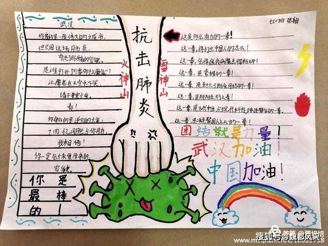 爱心满满许昌市二中教育集团师生制作手抄报为抗疫加油
