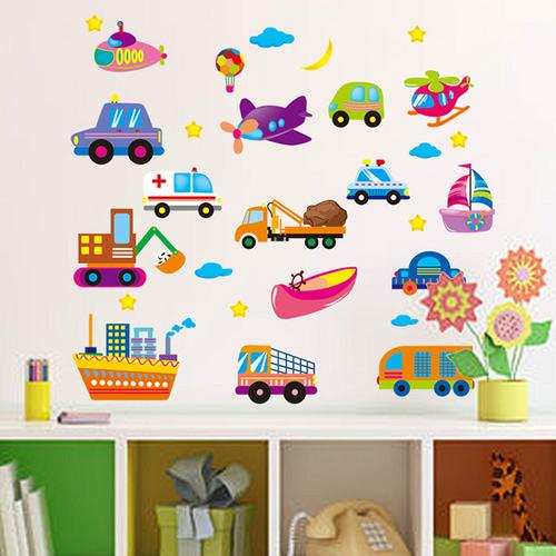 幼儿园装饰环境布置儿童房黑板报泡沫3d立体卡通动物汽车飞机墙贴