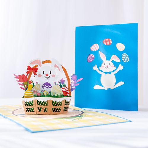 创意卡通可爱动物中秋节贺卡立体3d手工纸雕贺卡