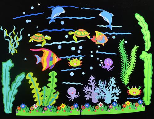 幼儿园环境装饰墙贴教室布置文化墙黑板报海洋鱼类主题板报海草幼儿园
