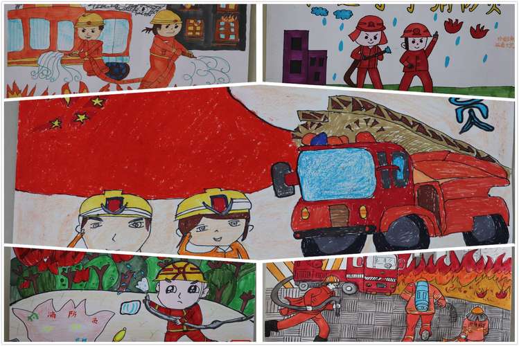 靖边大队联合县教体局积极开展我是小小消防员绘画作文手抄报作品