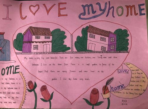 瞧我们四年级的英语手抄报主题是'my home'.