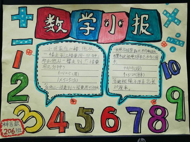 实验学校二年级的数学老师让孩子们利用暑假时间制作了一份数学手抄报