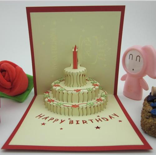 生日蛋糕立体贺卡 生日快乐卡 创意送礼祝福模型贺卡卡片明信片