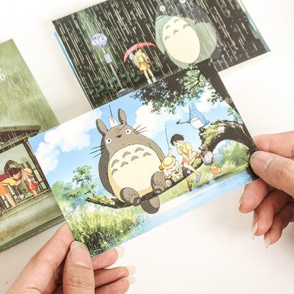 唯美可爱宫崎骏的童话世界明信片手绘插画diy动漫小卡片贺卡千与千寻