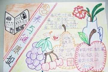 桓仁县北甸子小学六年级刘佳琳手抄报《营养午餐》感恩营养餐的手抄报