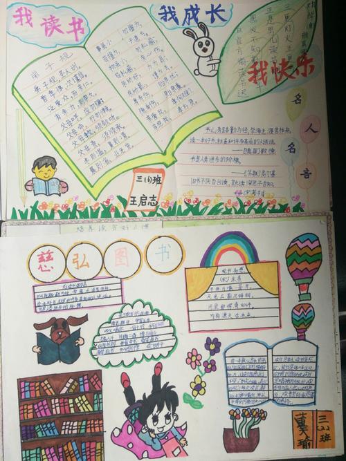三年级慈弘图书阅读手抄报展示