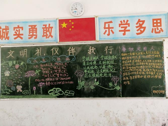 枣林镇小文明礼仪主题班会及黑板报 写美篇   为教育学生学礼仪知