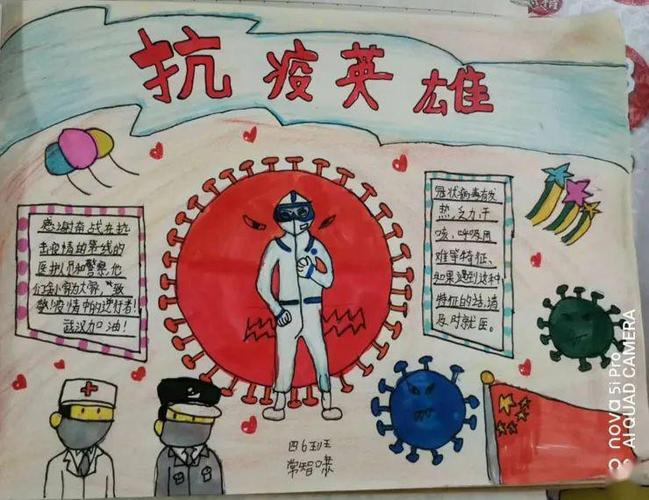 向抗疫英雄致敬孩子们有画想说三四年级抗疫英雄故事手抄报展