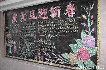 最新简单的欢度猪年春节黑板报图片大全关于春节有关元旦的粉笔黑板报