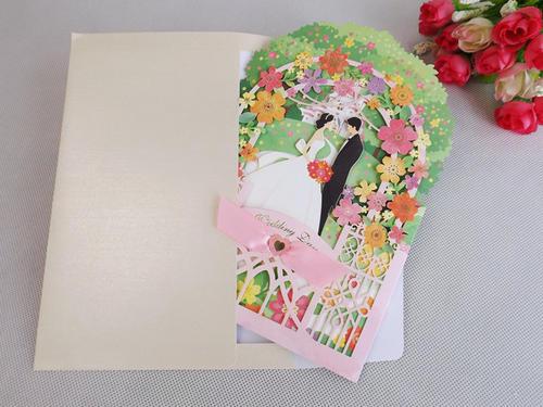 韩国创意闺蜜结婚礼物恭贺贺卡精致镂空新人婚礼祝福卡片幸福色彩蛋糕
