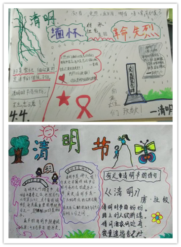 优秀奖经棚蒙古族小学5年级孩子们的《文明祭祀绿色清明》主题手抄报