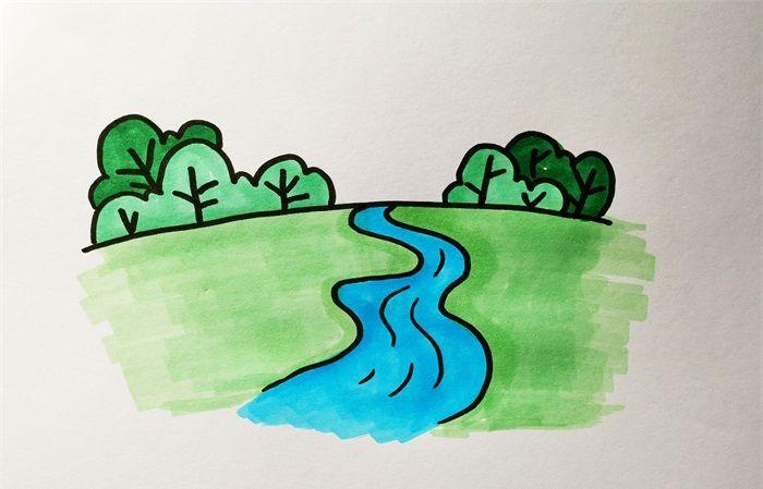 河水怎么画简单又好看图片