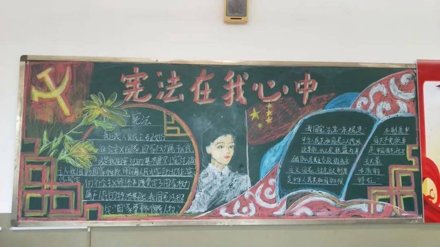 华明中学开展2021年宪法宣传周主题活动黑板报学幼比赛