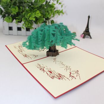 植物创意3d立体贺卡剪纸 手工折纸摆件苍翠松柏教师节