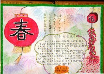 简单字少春节的手抄报新春快乐学画简单又漂亮的春节手抄报模板彩色