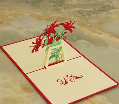 花瓶3d立体贺卡 情人节礼物 生日礼物 卡片纸雕艺术 创意可包邮