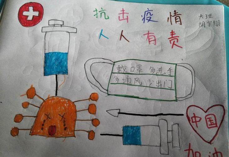 写美篇  工业园区幼儿园老师自己绘画制作手抄报关于2020小学生抗疫情