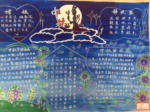画出最美的色彩描绘最美好的情景用漂亮的手抄报作品留下了中秋节的