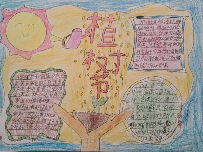 通过组织办植树节手抄报主题活动孩子们热爱自然保护环境的意识得到
