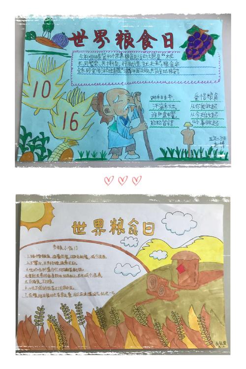 天津科技大学附属柳林小学举行了 以世界粮食日为主题的手抄报活动