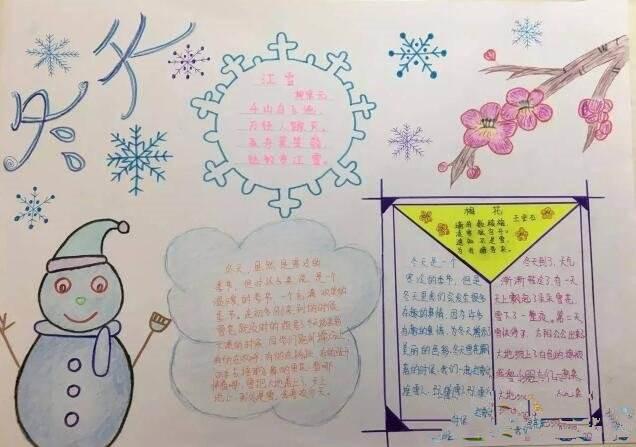 小学生关于冬天的手抄报简单又漂亮有关雪的手抄报欣赏冬天的雪冬天简